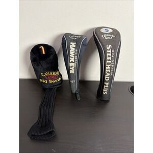 Callaway Golf BIG BERTHA 3 Club Head Covers S2H2 #1 Hawkeye #7 Steelhead #5 Used